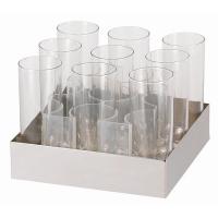 Поднос с 9 стаканами по 200 мл для подставки 23х23 см Frilich, 20,6x20,6 см, H=16 см