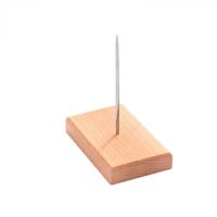 Шпилька для чеков на деревянной подставке нерж WAS, 9x5.5 см, H=8 см