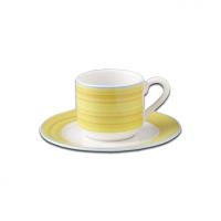 Блюдце круглое с желтым бортом RAK Porcelain «Bahamas 2», D=13 см