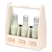 Подставка белая с 3 бутылками с рисунком на молочный мотив и с 3 вставками Frilich, 3x1 л, 17x42 см