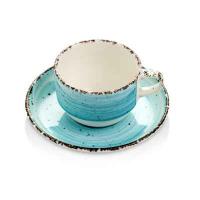 Блюдце круглое  d=15 см.,  для чашки арт.GBSEO01CF50TM, фарфор, цвет голубой