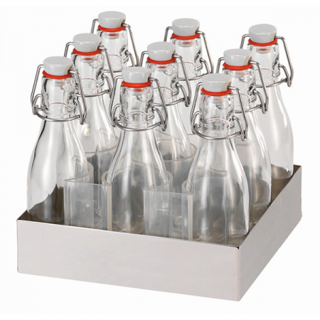 Поднос с 9 бутылками по 200 мл для подставки 23х23 см Frilich, 20,6x20,6 см, H=19,5 см