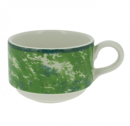 Чашка круглая штабелируемая зеленая RAK Porcelain «Peppery», 230 мл