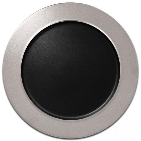 Тарелка с бортиком круглая плоская с серебряным бортом RAK Porcelain «Metalfusion», D=32 см