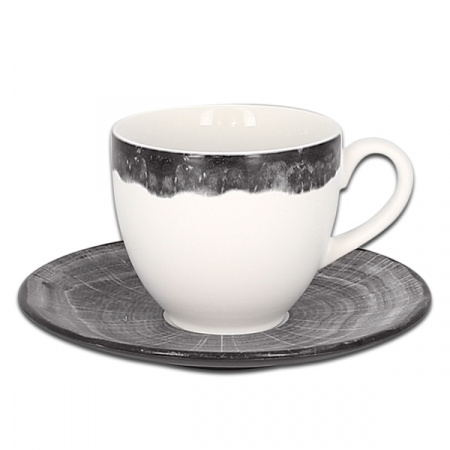 Чашка круглая с серым бортом RAK Porcelain «WoodArt», 230 мл
