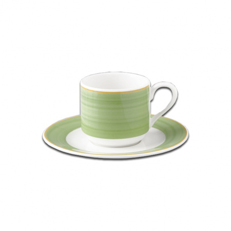 Блюдце круглое с зеленым бортом RAK Porcelain «Bahamas 2», D=13 см