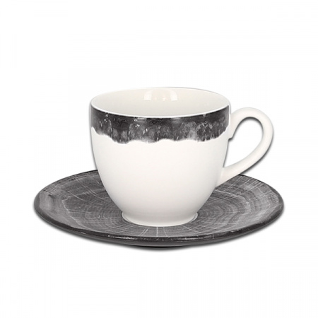Чашка круглая с серым бортом RAK Porcelain «WoodArt», 90 мл