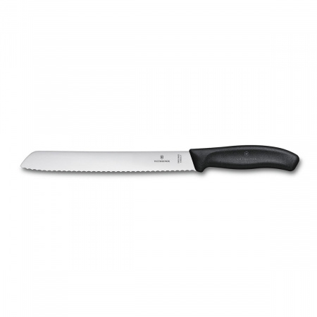 Нож  для хлеба 21 см волнистое лезвие Victorinox чёрный, в блистере