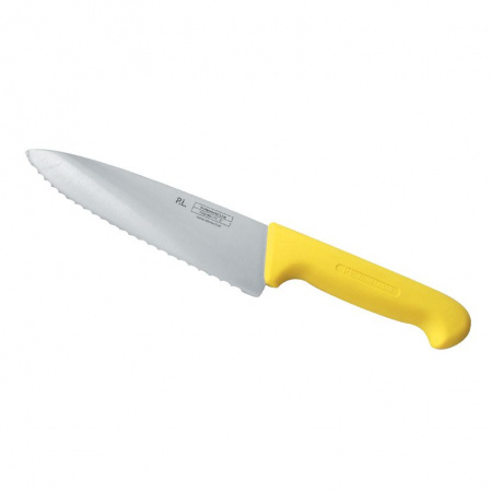 Нож PRO-Line поварской, желтая пластиковая ручка, волнистое лезвие, 25 см, P.L. Proff Cuisine