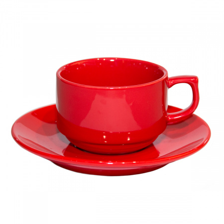 Чайная пара красная, 180 мл,фарфор, P.L. Proff Cuisine