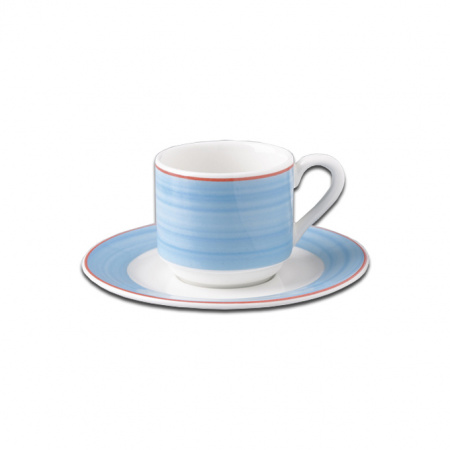 Блюдце круглое с голубым бортом RAK Porcelain «Bahamas 2», D=13 см